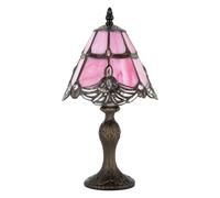 Happy Homewares Quirky and Petite Pink Stained Glass Tiffany Lamp with Clear Strip and Beads