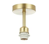 Happy Homewares Satin Gold Brass Plated Ceiling Light Fitting for Industrial Style Light Bulbs | 12cm x 17cm | Suitable for Lamp Shades with E27 Lamp Holder