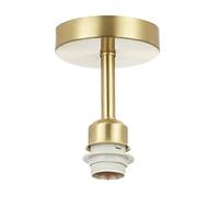 Happy Homewares Satin Gold Brass Plated Ceiling Light Fitting for Industrial Style Light Bulbs | 12cm x 17cm | Suitable for Lamp Shades with E27 Lamp Holder