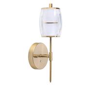Happy Homewares Satin Gold Wireless Rechargeable Touch Dimmer Wall Light with Clear Glass Shade