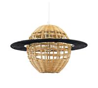 Happy Homewares Saturn Planet Childrens Pendant Light Shade in Brown and Black Rattan