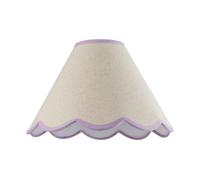 Classic Scallop Edge Natural Textured Linen Coolie Lamp Shade with Soft Lilac Cotton Trims | 30cm x 20cm | for Ceiling Pendant or Lamp by Happy Homewares
