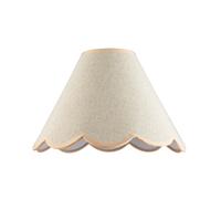 Happy Homewares Scallop Edge Natural Textured Linen Coolie Lamp Shade with Pink Trims