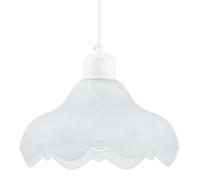 Sculptural Frosted Alabaster Glass Ripple Pendant Ceiling Lighting Shade | 22cm x 11cm | Marbled Swirl with Flower Petal Shape by Happy Homewares