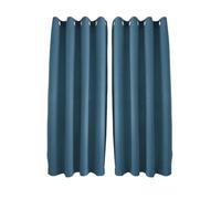 Happy Homewares Sea Blue Linen Style Blackout Eyelet Curtains - 46 X 63 Inch - 2 Panel