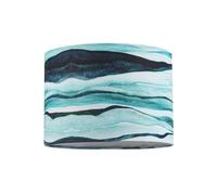 Happy Homewares Sea Waves Drum Lamp Shade in Teal Duck Egg and Navy Blue - 25cm Quality Textured Linen Fabric with White Cotton Lining