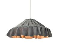 Happy Homewares Shabby Chic Grey Folded Hanging Velvet Fabric Pendant Lighting Shade