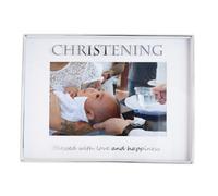 Happy Homewares Silver Christening 4X6 Picture Frame For Wall Or Table Use