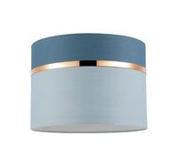 Modern Sky and Cobalt Blue Cotton Fabric Lamp Shade with Shiny Copper Ring | Inner White Cotton Lining | 25cm x 18cm by Happy Homewares