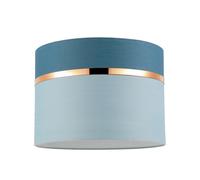 Modern Sky and Cobalt Blue Cotton Fabric Lamp Shade with Shiny Copper Ring | Inner White Cotton Lining | 25cm x 18cm by Happy Homewares