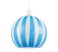 Happy Homewares Sky Blue and White Striped High Gloss Glass Globe Pendant Light Shade