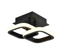 Happy Homewares Sleek Designer Double Square Head Semi-Flush Energy Efficient Matt Black Sand LED Ceiling Light | 19w = 75w | 3000k Warm White Colour | 1000 Lumens | IP20 Rated