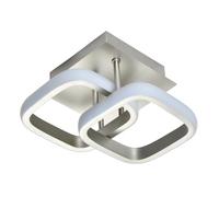 Sleek Designer Double Square Head Semi-Flush Energy Efficient Brushed Nickel LED Ceiling Light | 19w = 75w | 3000k Warm White Colour | 1398 Lumens | IP20 Rated by Happy Homewares