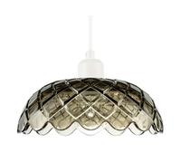 Happy Homewares Smoked Grey Pendant Lighting Shade with Scalloped Edge Silhouette