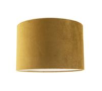 Contemporary Soft Velvet Dark Mustard Fabric Round 30cm Drum Lamp Shade | for Lounge Bedroom Dining Room etc | Inner Cotton Lining by Happy Homewares