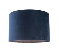 Happy Homewares Modern Soft Velvet Midnight Blue Fabric Round 30cm Drum Lamp Shade | for Lounge Bedroom Dining Room etc | Inner Cotton Lining