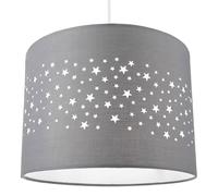 Happy Homewares Stars Decorated Children/Kids Soft Cotton Bedroom Pendant or Lamp Shade in Grey Happy Homewares Grey