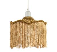 Happy Homewares Striking Gold Fringed Orange Glass Pendant Shade With Long Tassels
