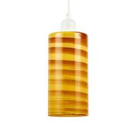 Happy Homewares Striped Amber Glass Cylinder Pendant Shade with Retro Inspired Look