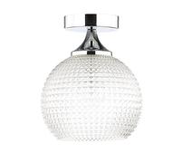 Happy Homewares Stylish and Classic Chrome Plated IP44 Bathroom Ceiling Light with Diamond Design Clear Glass Shade | 26cm x 21cm | 1 x E27 60w Maximum