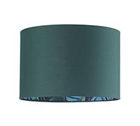 Happy Homewares Stylish and Modern Emerald Forest Green Cotton Fabric Lamp Shade with Inner Jungle Palm Tree Print | for Pendant Table or Floor | 60w Maximum