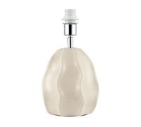 Happy Homewares Stylish Cream Gloss Ceramic Ripple Effect Table Lamp Base with Crackle Design | Chrome Plated Lamp Holder | 25cm x 15cm