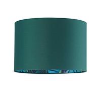 Stylish and Modern Emerald Forest Green Cotton Fabric Lamp Shade with Inner Jungle Palm Tree Print | for Pendant Table or Floor | 60w Maximum by Happy Homewares
