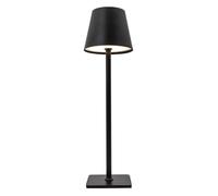 Happy Homewares Tall Black Modern Rechargeable Touch Table Lamp with Metal Shade - USB-C Cable Included | 3-Step Touch Dimmer | 3600mAh Power | 3w 3000k LED
