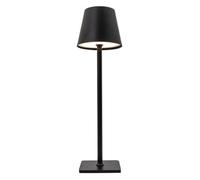 Happy Homewares Tall Black Modern Rechargeable Touch Table Lamp with Metal Shade - USB-C Cable Included | 3-Step Touch Dimmer | 3600mAh Power | 3w 3000k LED