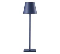 Happy Homewares Tall Navy Blue Modern Rechargeable Touch Table Lamp with Metal Shade - USB-C Cable Included | 3-Step Touch Dimmer | 5200mAh Power | 3w 3000k LED
