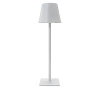 Happy Homewares Tall White Modern Rechargeable Touch Table Lamp with Metal Shade - USB-C Cable Included | 3-Step Touch Dimmer | 3600mAh Power | 3w 3000k LED