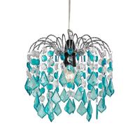 Teal Acrylic Easy Fit Pendant Light Shade with Chrome Metal Frame Happy Homewares Teal One Size