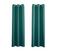 Teal Blackout Curtains - Eyelet Thermal Curtain - 46 x 63 Inch Drop - 2 Panel, Green