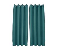 Happy Homewares Teal Linen Style Blackout Eyelet Curtains - 46X54 Inch Drop - 2 Panel