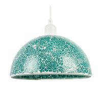 Happy Homewares Teal Mosaic Handmade Pendant Lamp Shade With Domed Semi Circular Shape