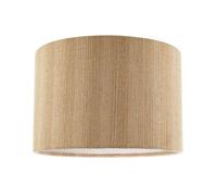 Happy Homewares Textured Oatmeal Linen Fabric Drum Lamp Shade with Taupe Cotton Lining