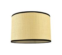 Happy Homewares Thin Strapped Rattan Drum Lamp Shade with Black Cotton Fabric Trims in Taupe | Size: 12 inches Happy Homewares Taupe 12 inches