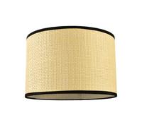 Happy Homewares Thin Strapped Rattan Drum Lamp Shade with Black Cotton Fabric Trims in Taupe | Size: 12 inches Happy Homewares Taupe 12 inches