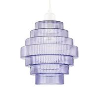 Happy Homewares Tiered Stepped Design Smoked Lavender Glass Pendant Ceiling Lamp Shade