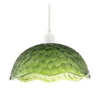 Tortoise Designed Emerald Green Glass Textured Ceiling Pendant Lighting Shade | 27cm x 12cm | Unique Wavy Bottom Trim by Happy Homewares