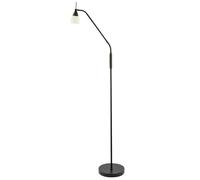 Happy Homewares Traditional Adjustable Reading Floor Lamp in Matte Black with Toggle Switch and White Glass Shade | Includes 3w 3000k LED Bulb | 149cm High