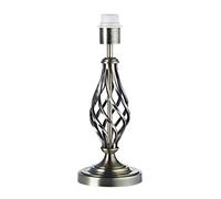 Happy Homewares Traditional and Classic Brushed Antique Brass Table Lamp Base with Switch and Ornate Twist Metal Stem Design | 1 x E27 60w Maximum | 37cm Height