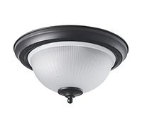 Happy Homewares Traditional and Classic Matt Black IP44 Bathroom Ceiling Light Fixture with Ribbed Frosted Glass Diffuser | 15cm x 30cm | 2 x SES 40w Maximum