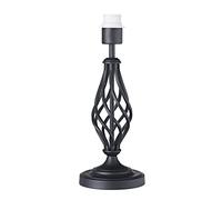 Happy Homewares Traditional and Classic Matt Black Table Lamp Base with Switch and Ornate Twist Metal Stem Design | 1 x E27 60w Maximum | 37cm Height