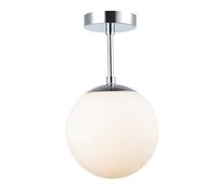 Traditional Glass Globe IP44 Bathroom Ceiling Light Fixture in Polished Chrome, Silver