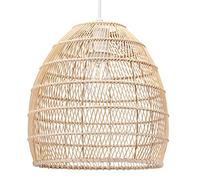 Traditional and Vintage Intricate Spiral Cage Designed Natural Brown Rattan Ceiling Pendant Lighting Shade| 30cm x 30cm | 40w Max | Shade Only by Happy Homewares