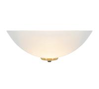 Happy Homewares Traditional Antique Brass Trim Flush Wall Lamp Uplighter with Opal Swirl Glass Diffuser | 1 x 60w E27 | 30cm Width