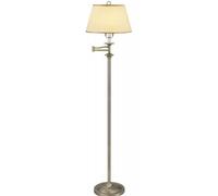 Happy Homewares Traditional Antique Brass Swing Arm Floor Lamp With Cream Shade