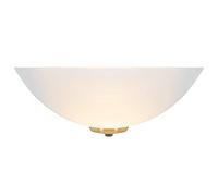 Happy Homewares Traditional Antique Brass Trim Flush Wall Lamp Uplighter with Opal Swirl Glass Diffuser | 1 x 60w E27 | 30cm Width