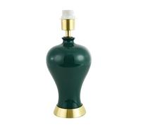 Happy Homewares Traditional Ceramic Table Lamp Base in Glossy Forest Green with Satin Brass Trim and Lamp Holder | 34cm x 15cm | Clear Cable with Inline Switch